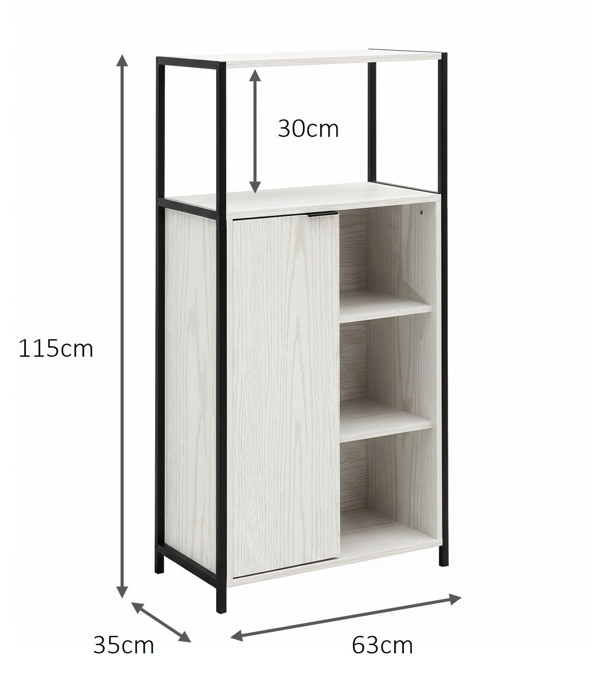 Rivet Console with Open Shelves - White Wood Effect