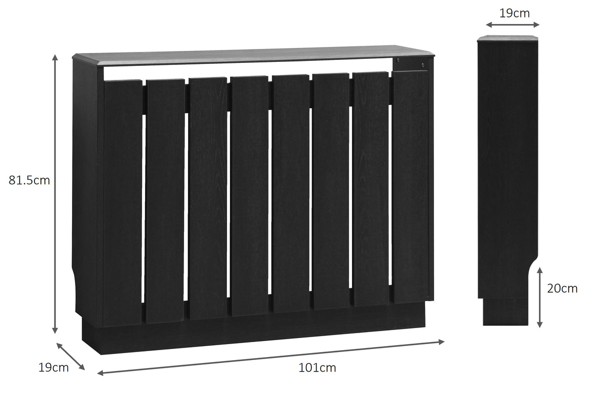 Eve Black Oak Effect Radiator Cover Medium – Modern Slatted Wooden Radiator Cabinet