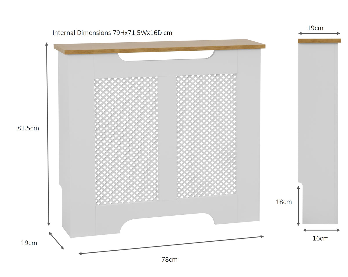 Eleanor Radiator Cover Small - White and Oak Effect Top