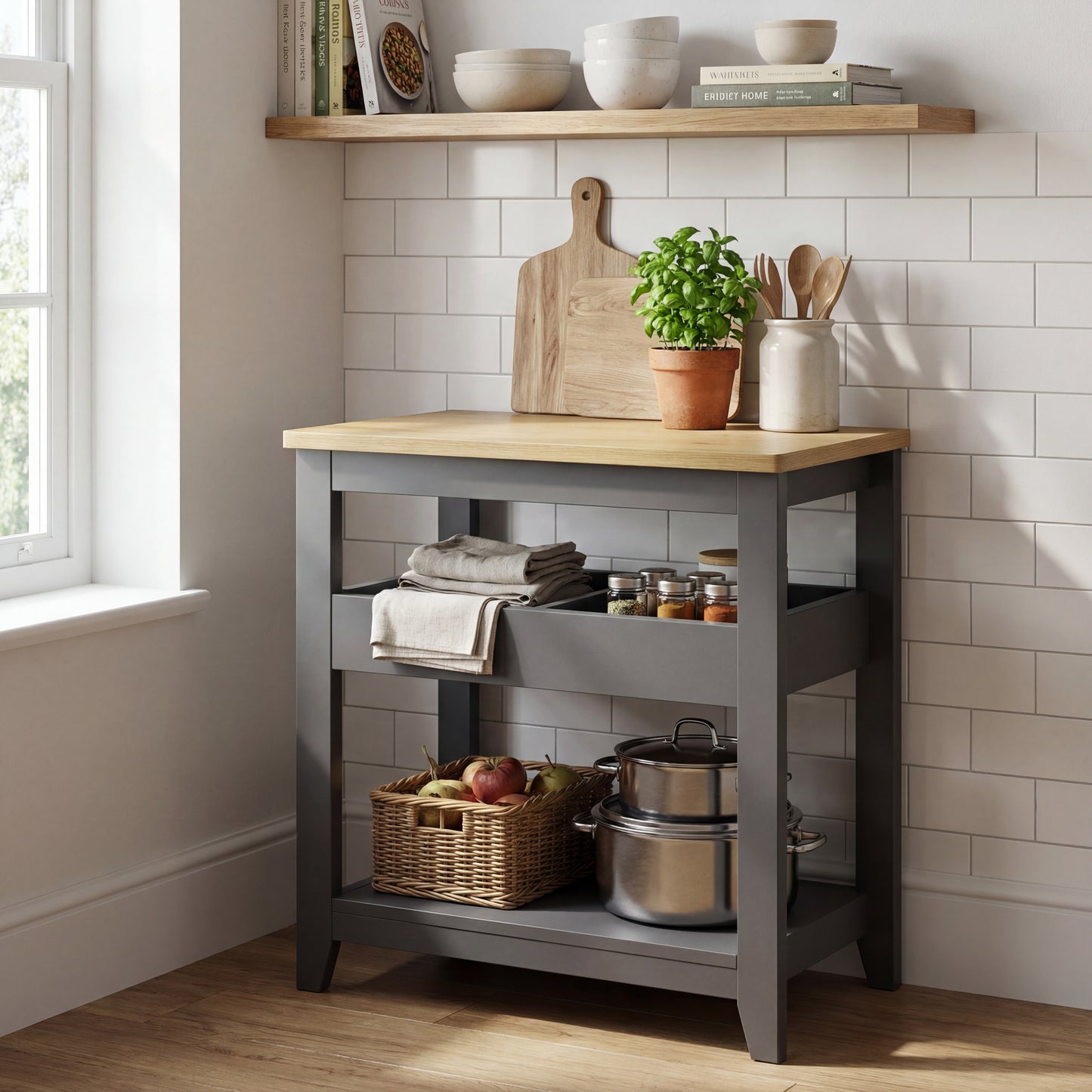 Windsor Sofa Side Table - Grey