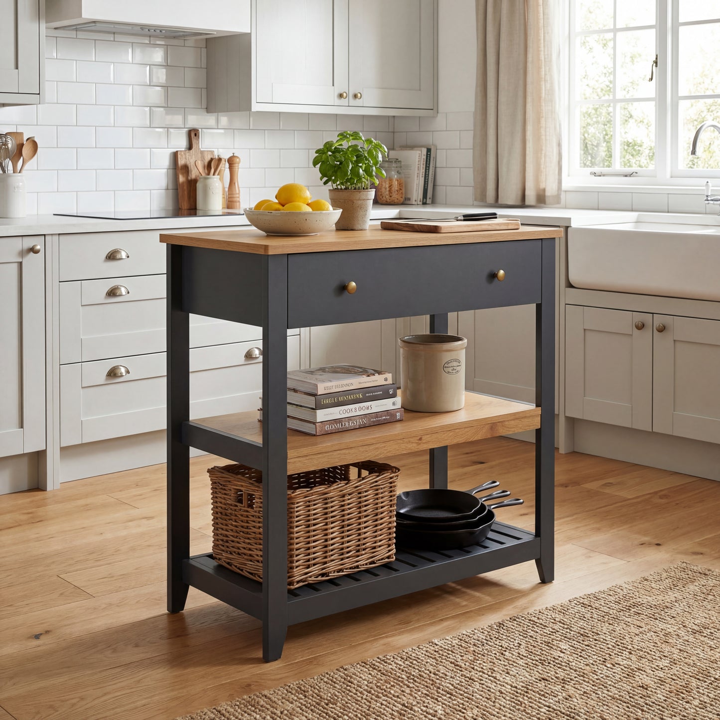 Windsor Console Table with Drawer - Grey