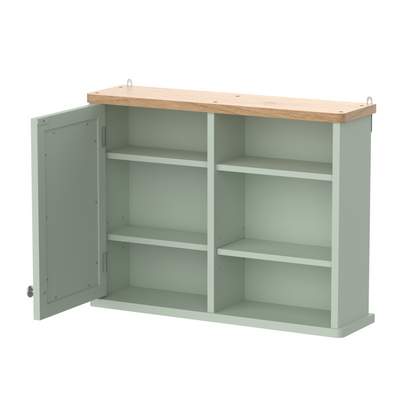 Olivia Single Mirrored Door Cabinet with Open Shelf  - Sea Foam