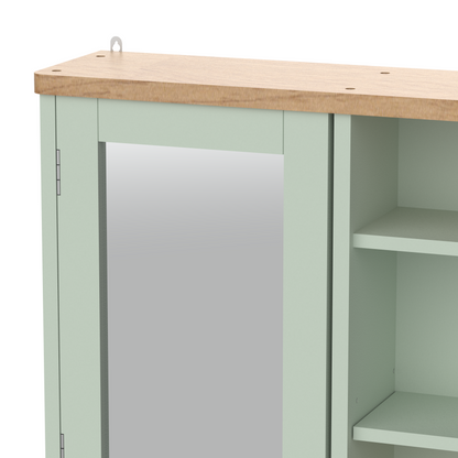 Olivia Single Mirrored Door Cabinet with Open Shelf  - Sea Foam