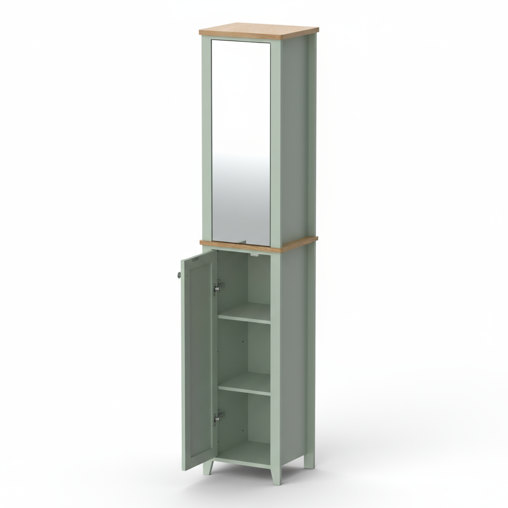 Olivia Tallboy with Mirrored Door - Sea Foam