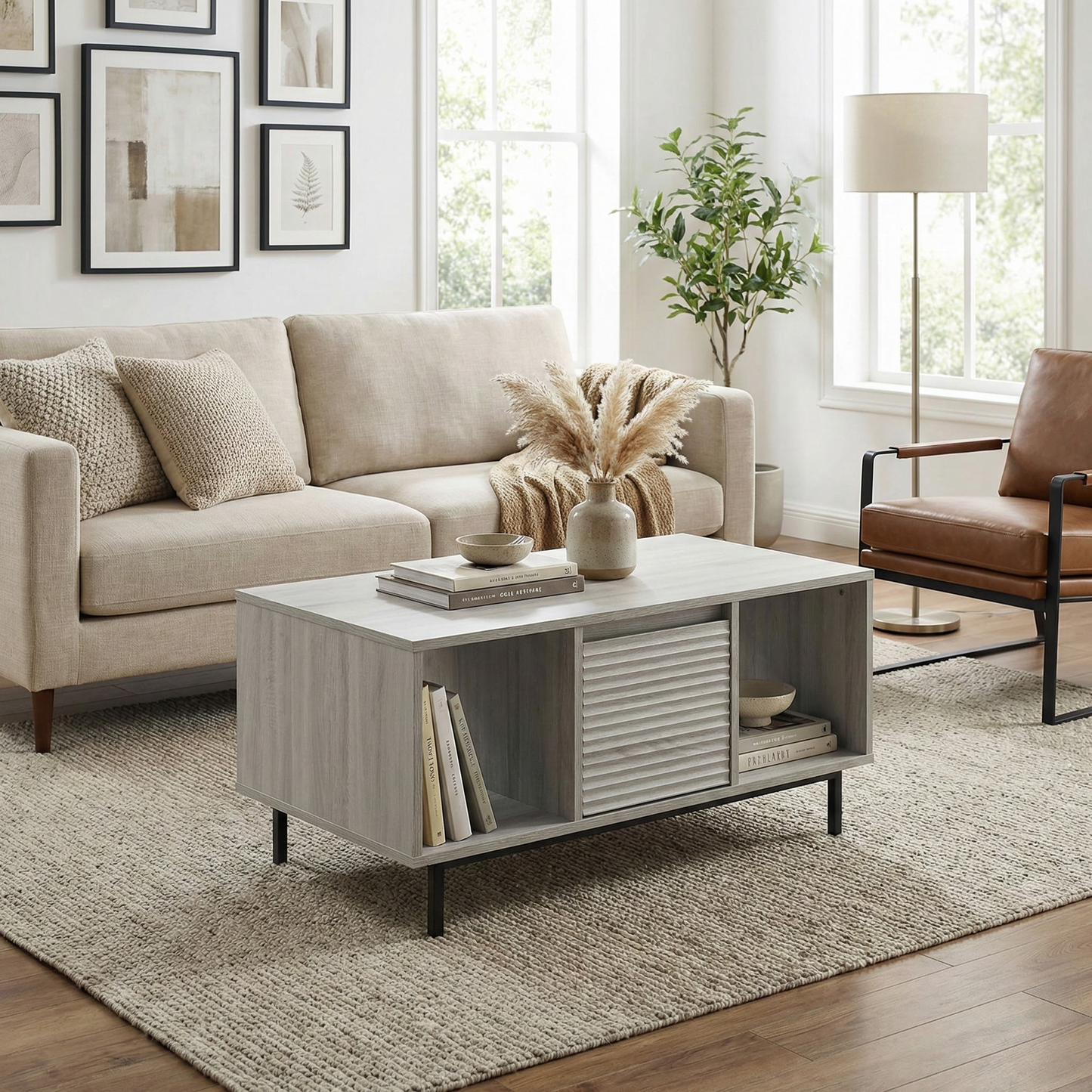 Cavin Coffee Table with Drawer - Light Wood Effect