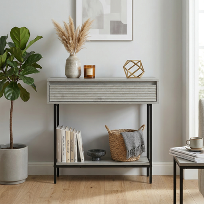 Cavin Console Table with 1 Drawer - Light Oak Effect