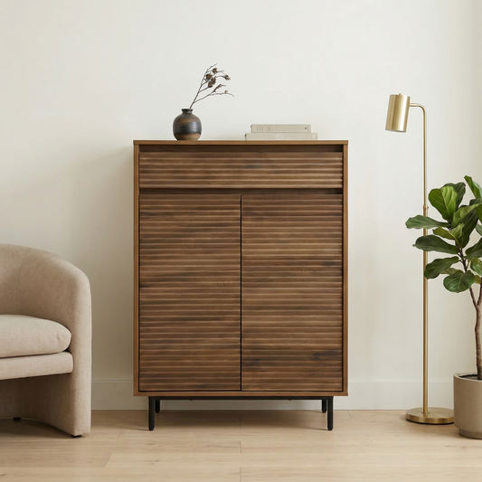 Cavin Shoe Cabinet 2 Door 1 Drawer - Dark Wood Effect