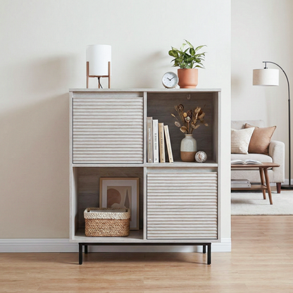 Cavin Sideboard 2 Door 2 Cubby Shelf - Light Wood Effect