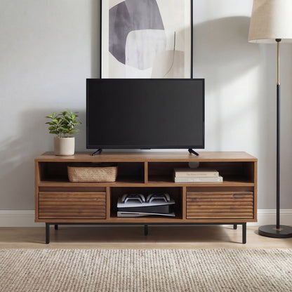 Cavin TV Cabinet with 2 Drawers - Dark Wood Effect
