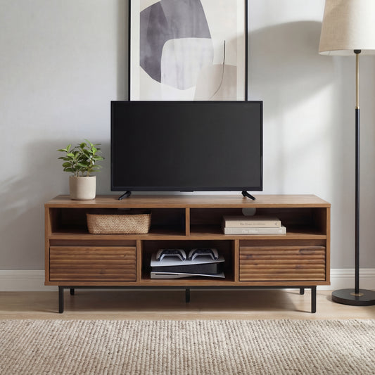 Cavin TV Cabinet with 2 Drawers - Dark Wood Effect