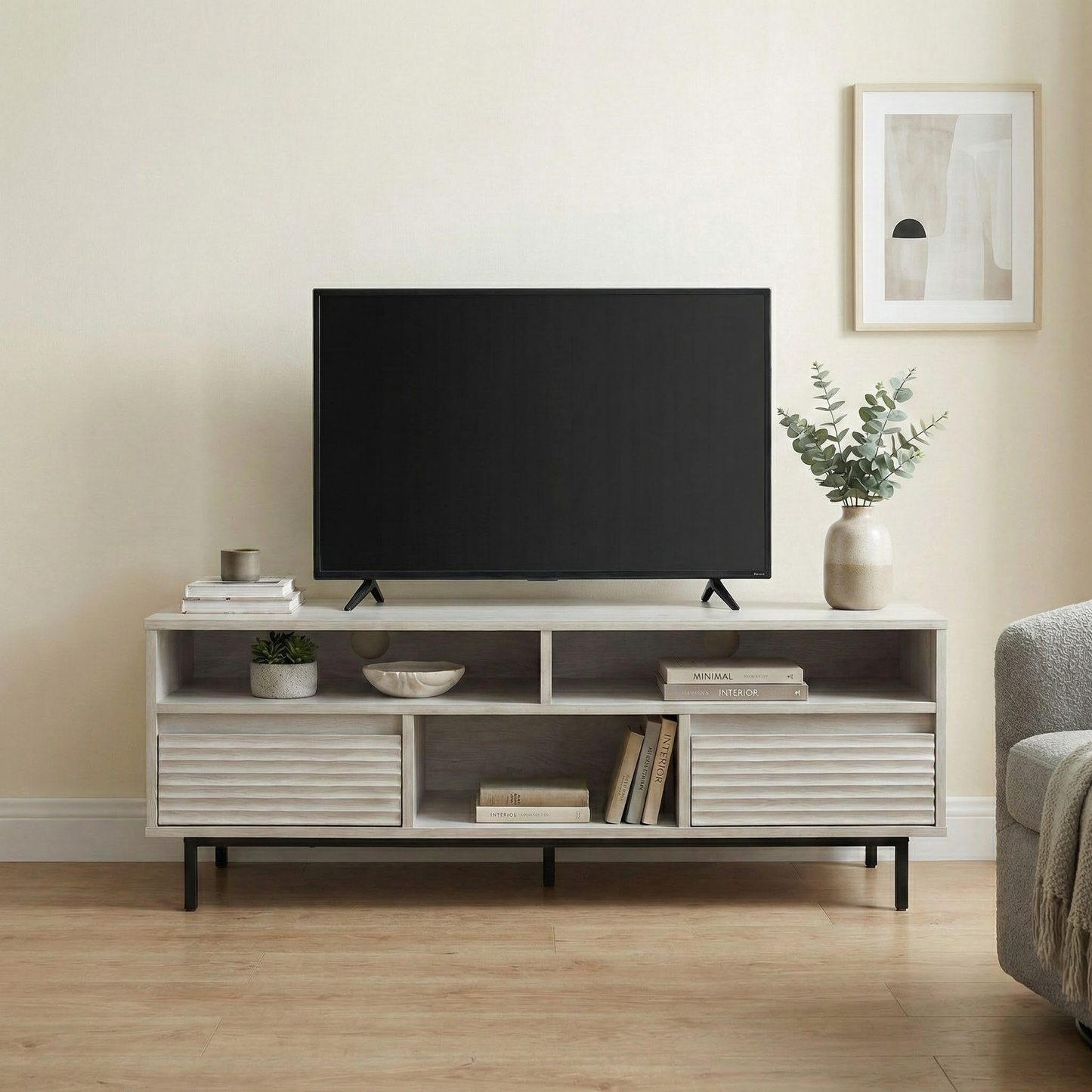 Cavin TV Cabinet with 2 Drawer - Light Oak Effect