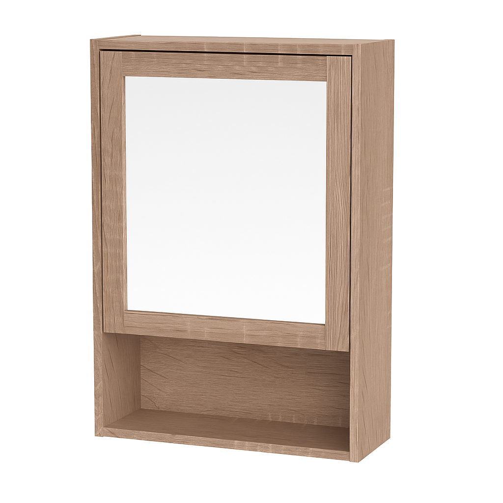 Gaia Single Mirrored Door Cabinet - Natural Oak Effect