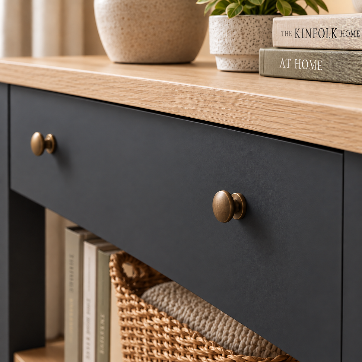 Windsor Console Table with Drawer - Grey