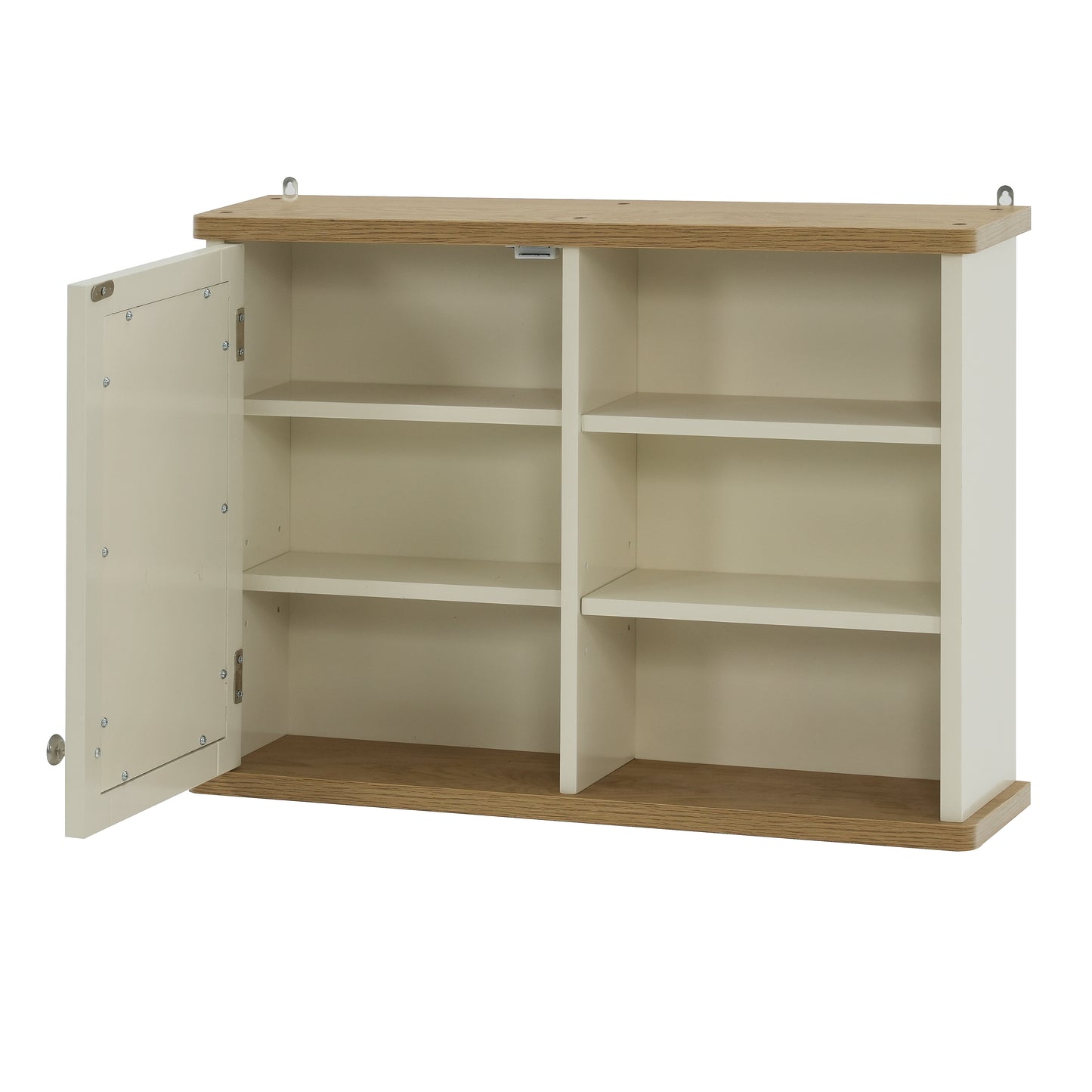 Olivia Single Mirrored Door Cabinet with Open Shelf - Ivory