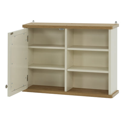 Olivia Single Mirrored Door Cabinet with Open Shelf - Ivory