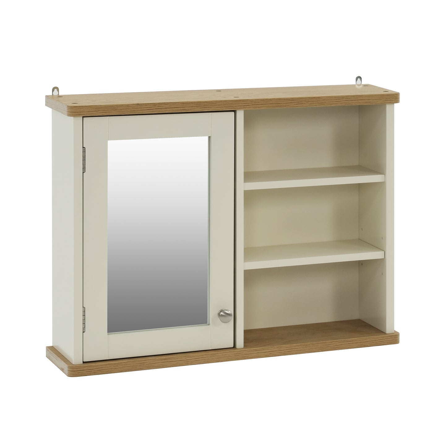 Olivia Single Mirrored Door Cabinet with Open Shelf - Ivory