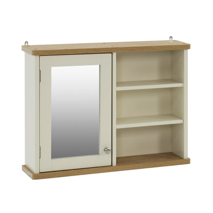 Olivia Single Mirrored Door Cabinet with Open Shelf - Ivory