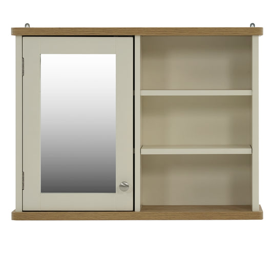 Olivia Single Mirrored Door Cabinet with Open Shelf - Ivory