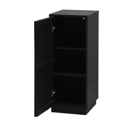 Gaia Single Door Floor Cabinet - Black  Oak Effect
