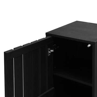 Gaia Single Door Floor Cabinet - Black  Oak Effect