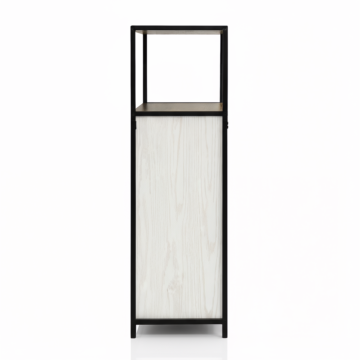 Rivet Console with Open Shelves - White Wood Effect