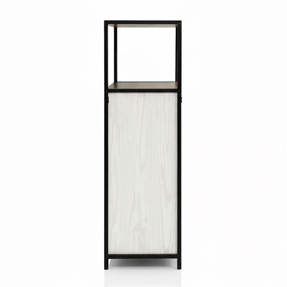 Rivet Console with Open Shelves - White Wood Effect