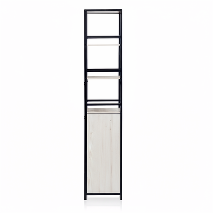 Rivet Tallboy with with Open Shelf - White Wood Effect