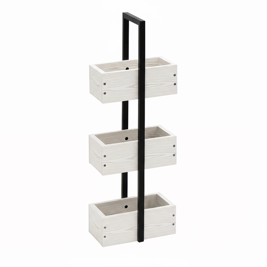Rivet 3 Tier Caddy - White Wood Effect