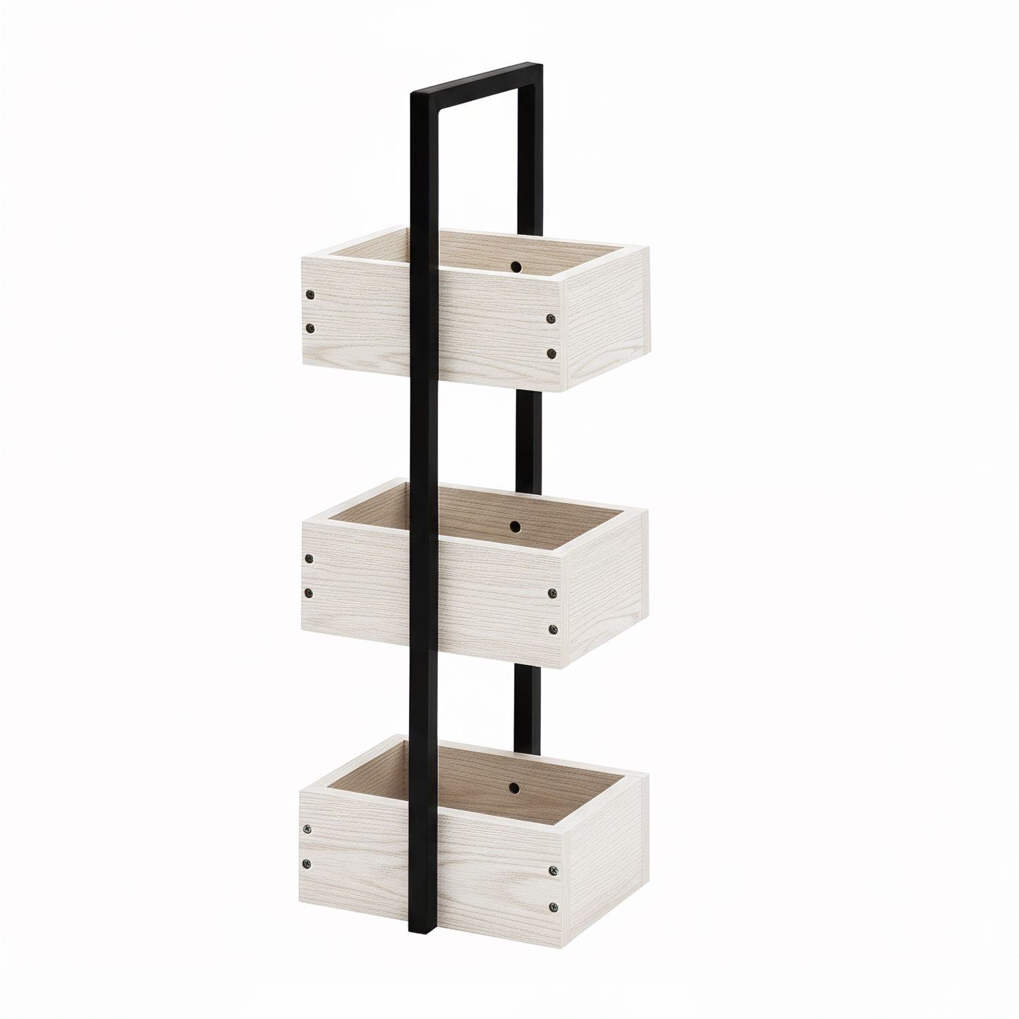 Rivet 3 Tier Caddy - White Wood Effect