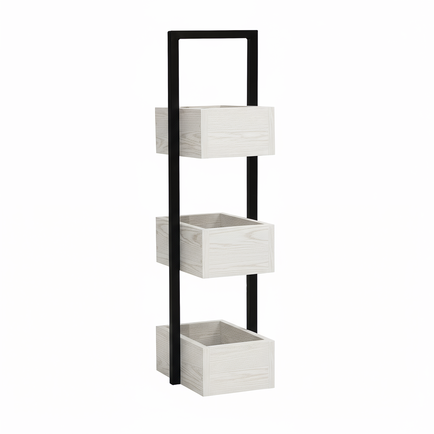 Rivet 3 Tier Caddy - White Wood Effect