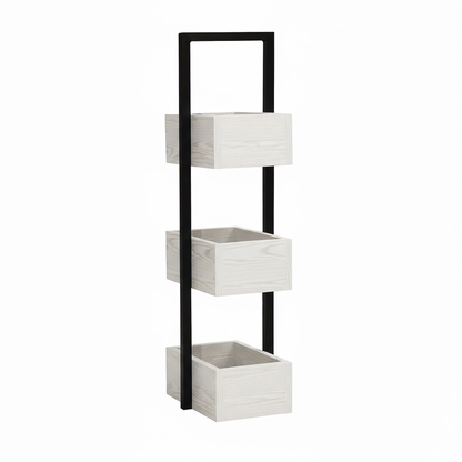 Rivet 3 Tier Caddy - White Wood Effect