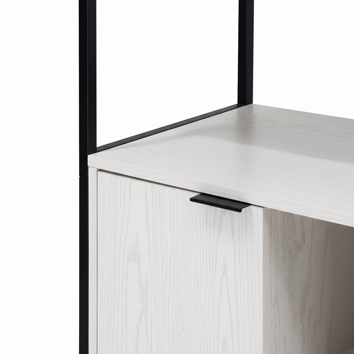 Rivet Console with Open Shelves - White Wood Effect