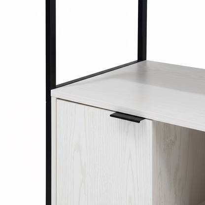 Rivet Console with Open Shelves - White Wood Effect