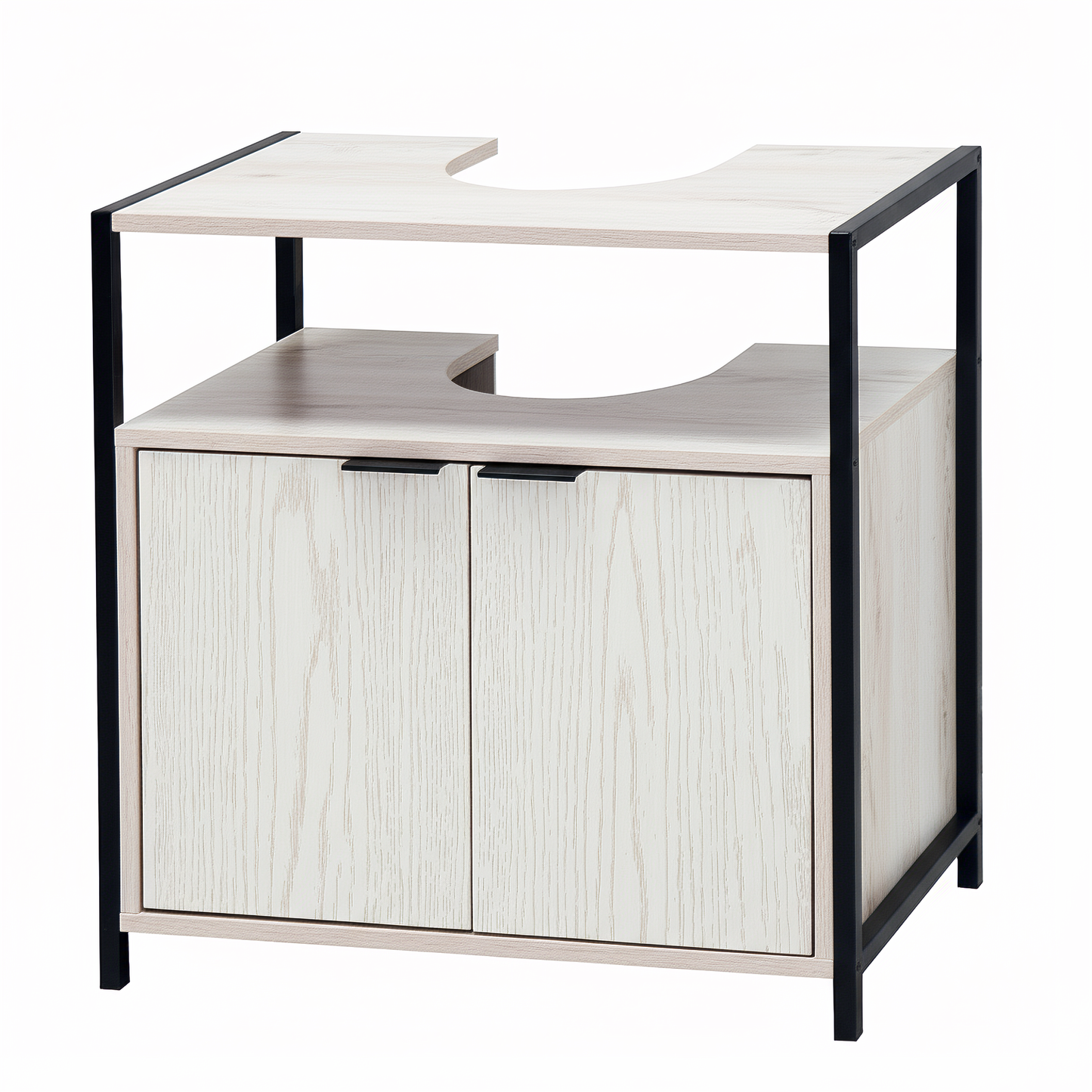 Rivet Underbasin Cabinet - White Wood Effect