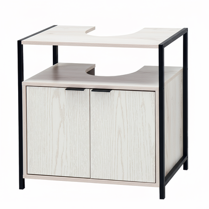 Rivet Underbasin Cabinet - White Wood Effect