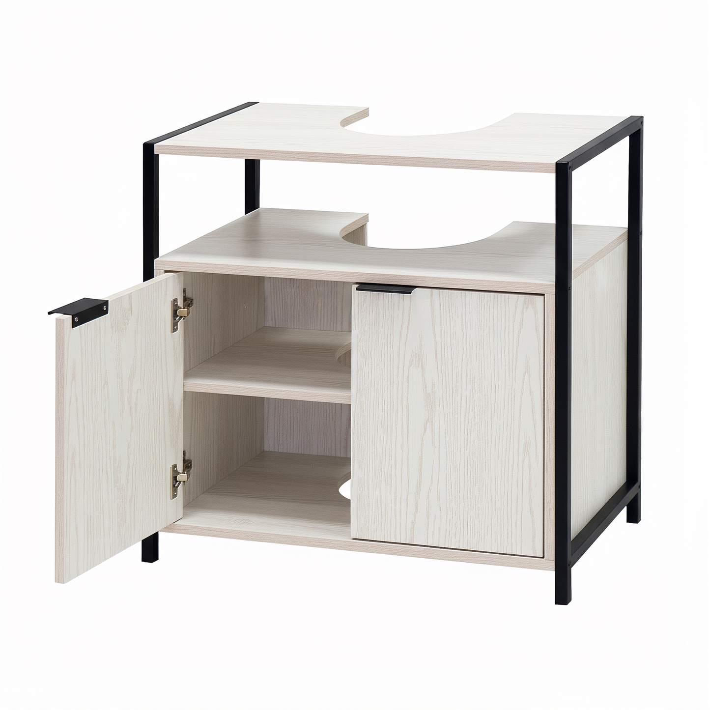 Rivet Underbasin Cabinet - White Wood Effect