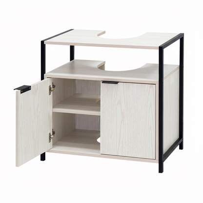 Rivet Underbasin Cabinet - White Wood Effect