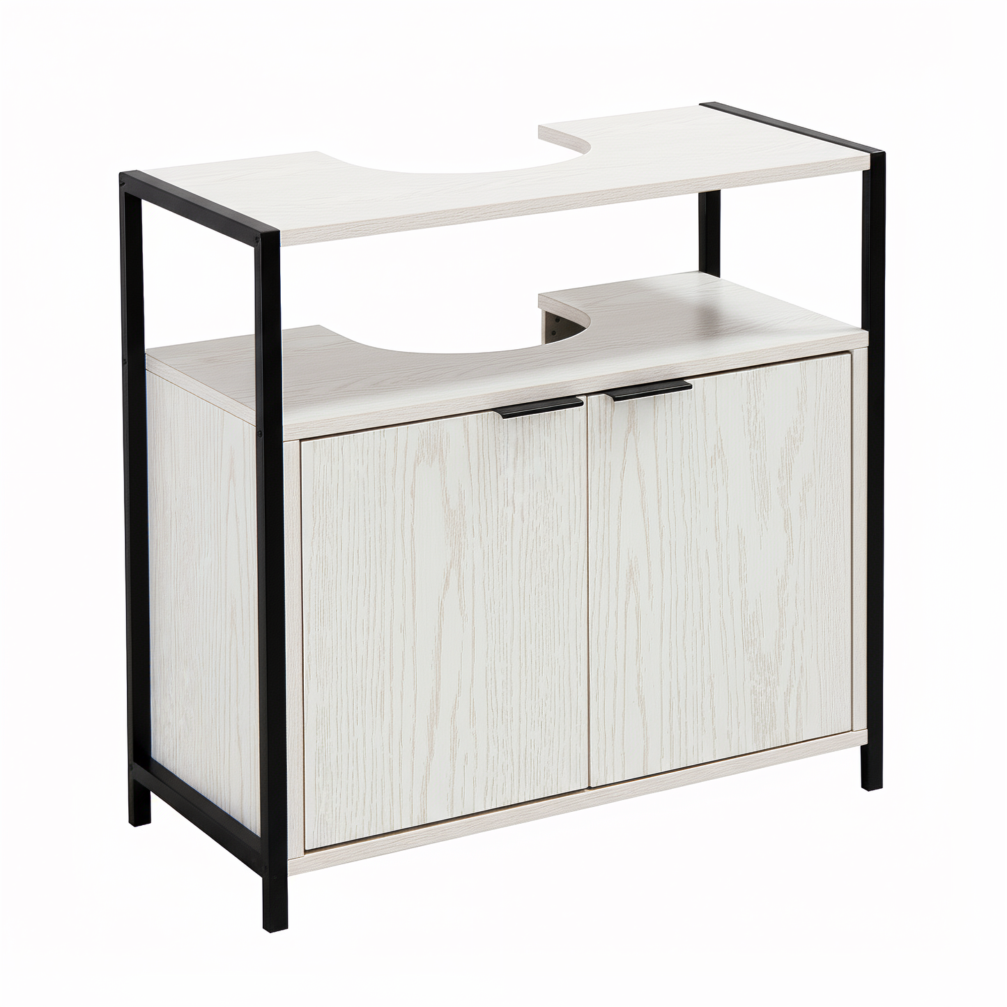Rivet Underbasin Cabinet - White Wood Effect