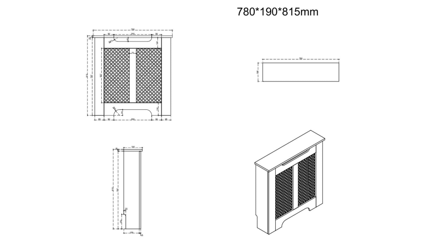 Eleanor Radiator Cover  Small - Black and Oak Effect Top