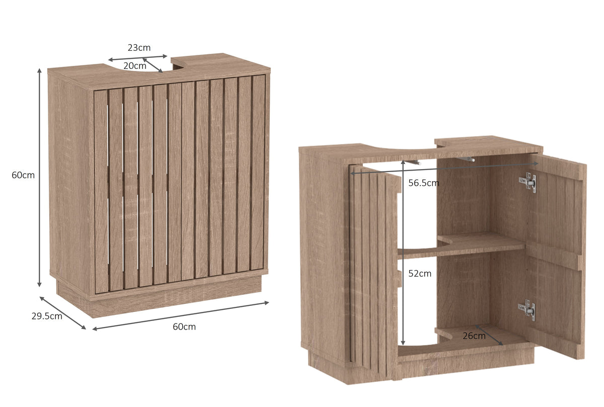 Gaia Underbasin Cabinet - Natural Oak Effect