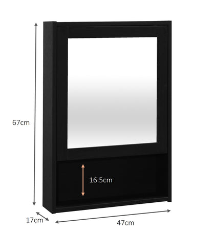 Gaia Single Door Mirror Cabinet - Black Oak Effect