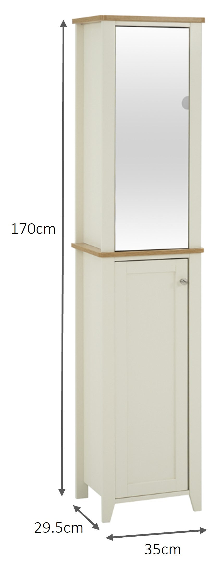 Olivia Tallboy with Mirrored Door Cabinet - Ivory