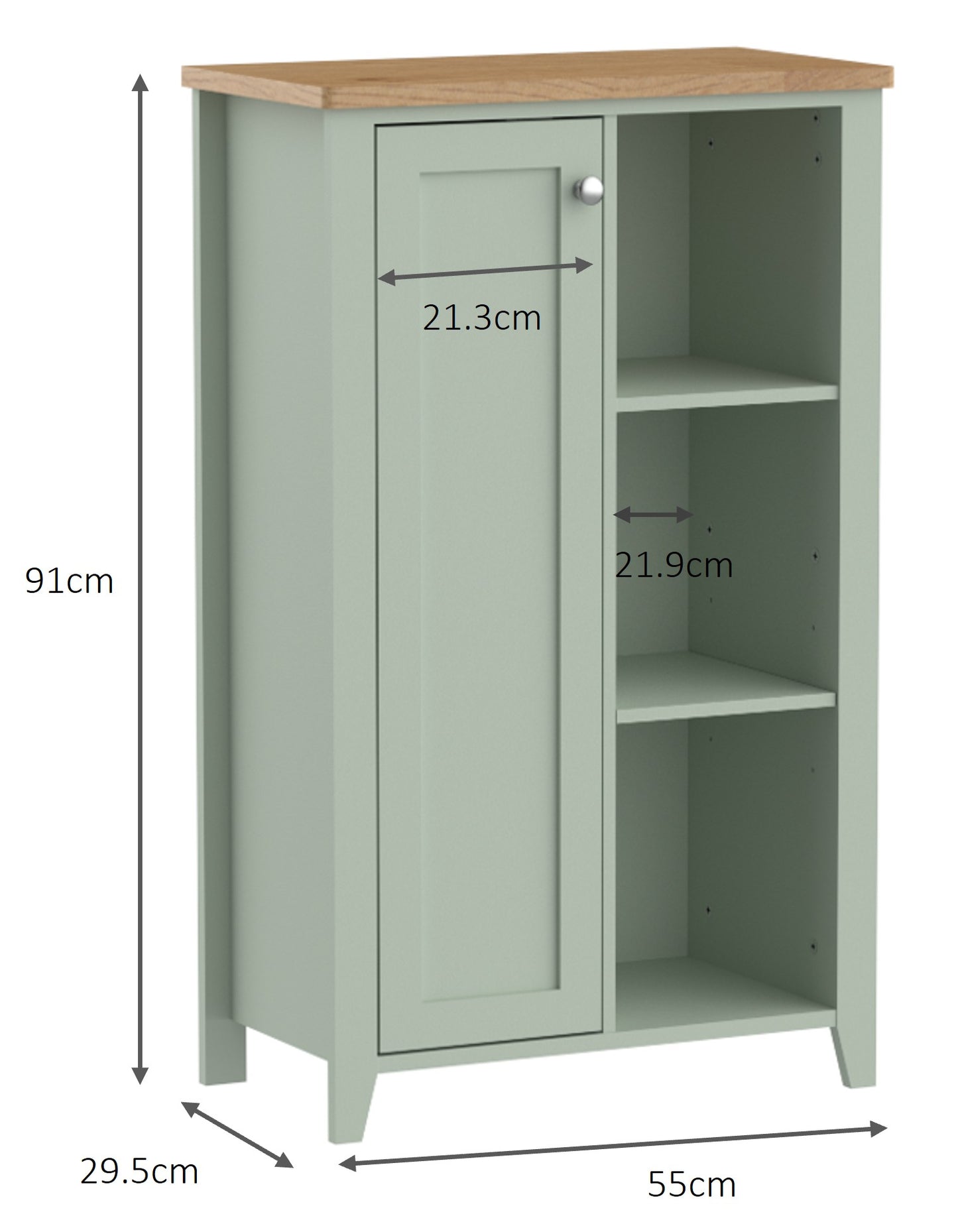 Olivia Console 1 Door with Open Shelf Cabinet - Sea Foam