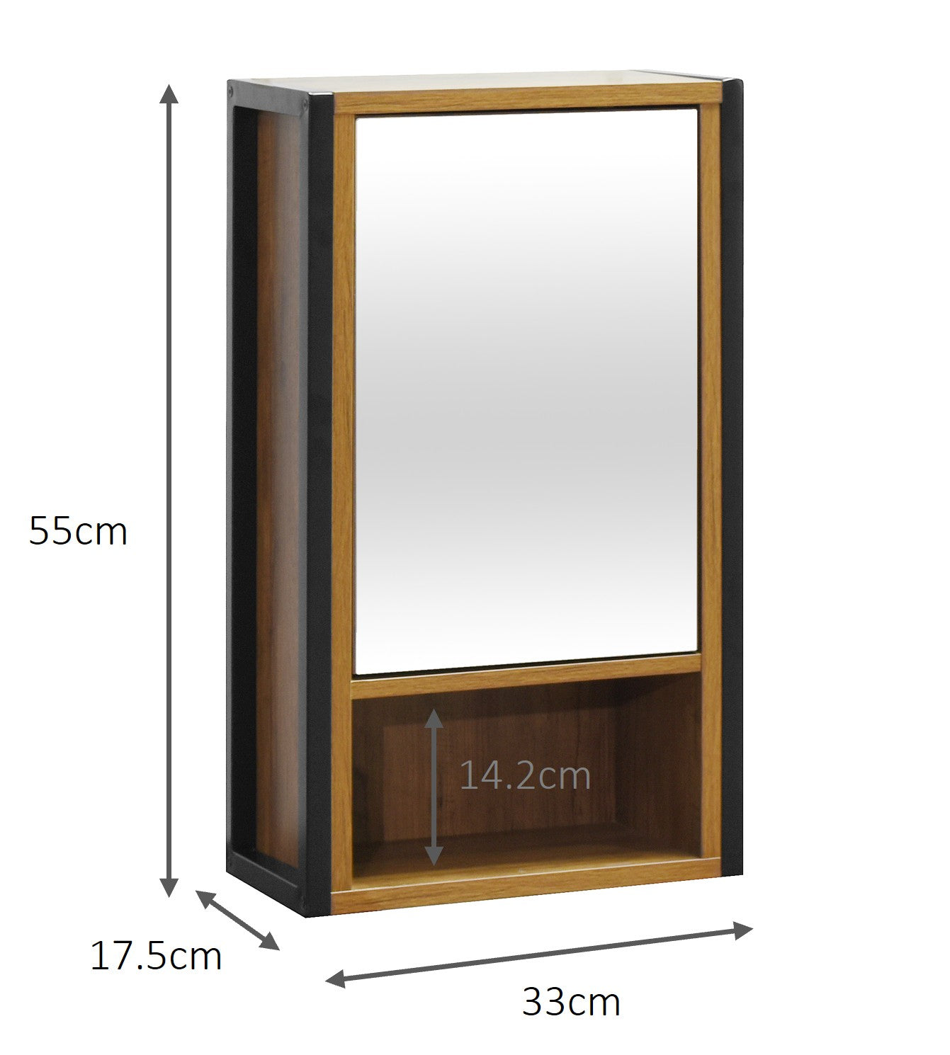 Rivet Mirror Cabinet - Wood Effect