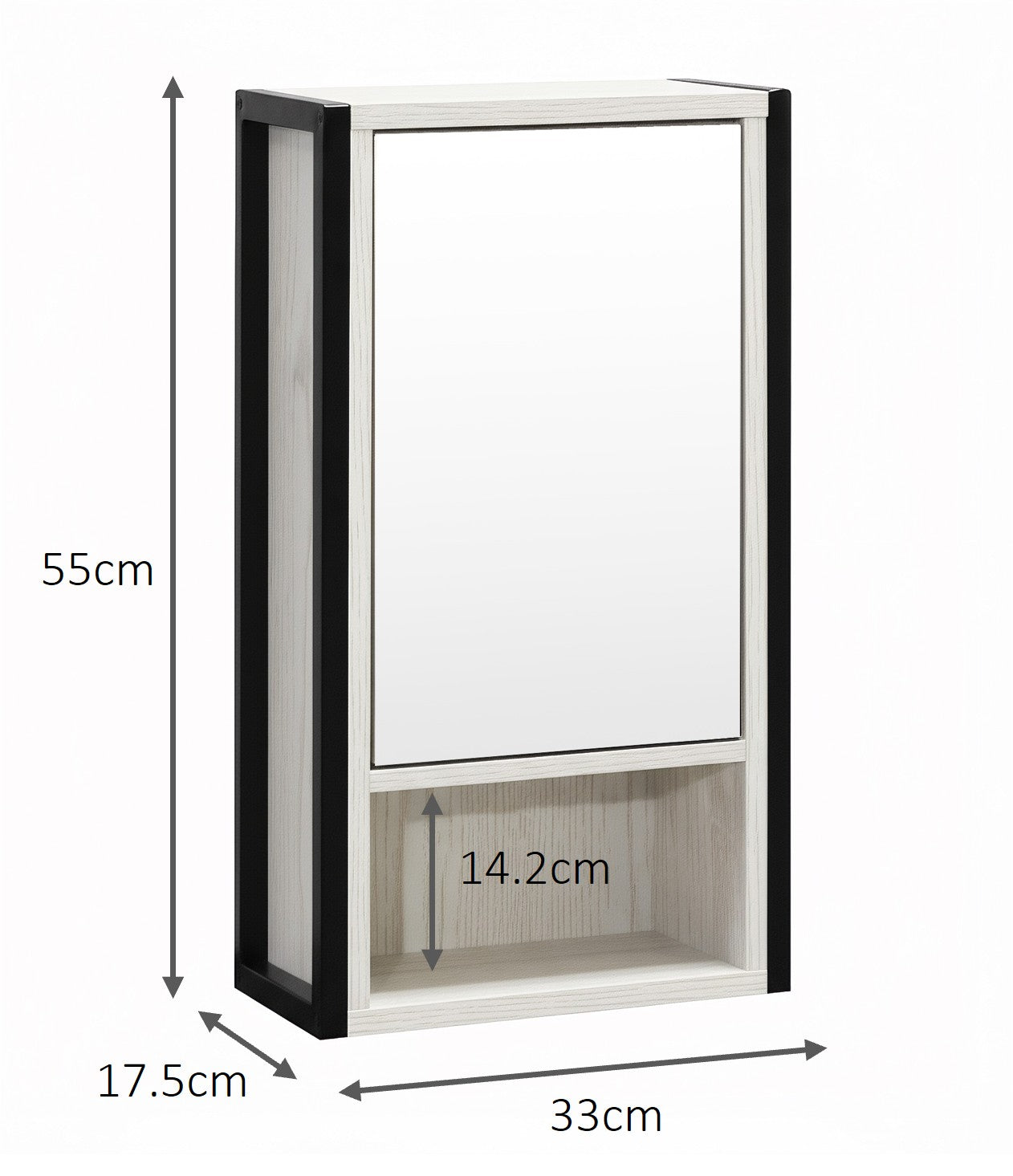 Rivet Single Mirrored Door Cabinet - White Wood Effect