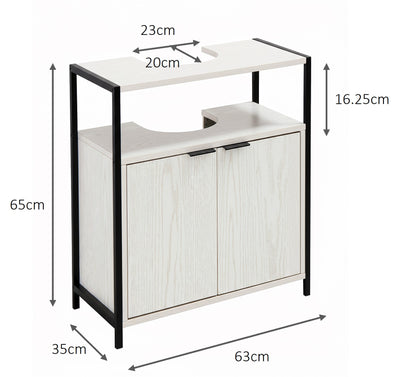 Rivet Underbasin Cabinet - White Wood Effect