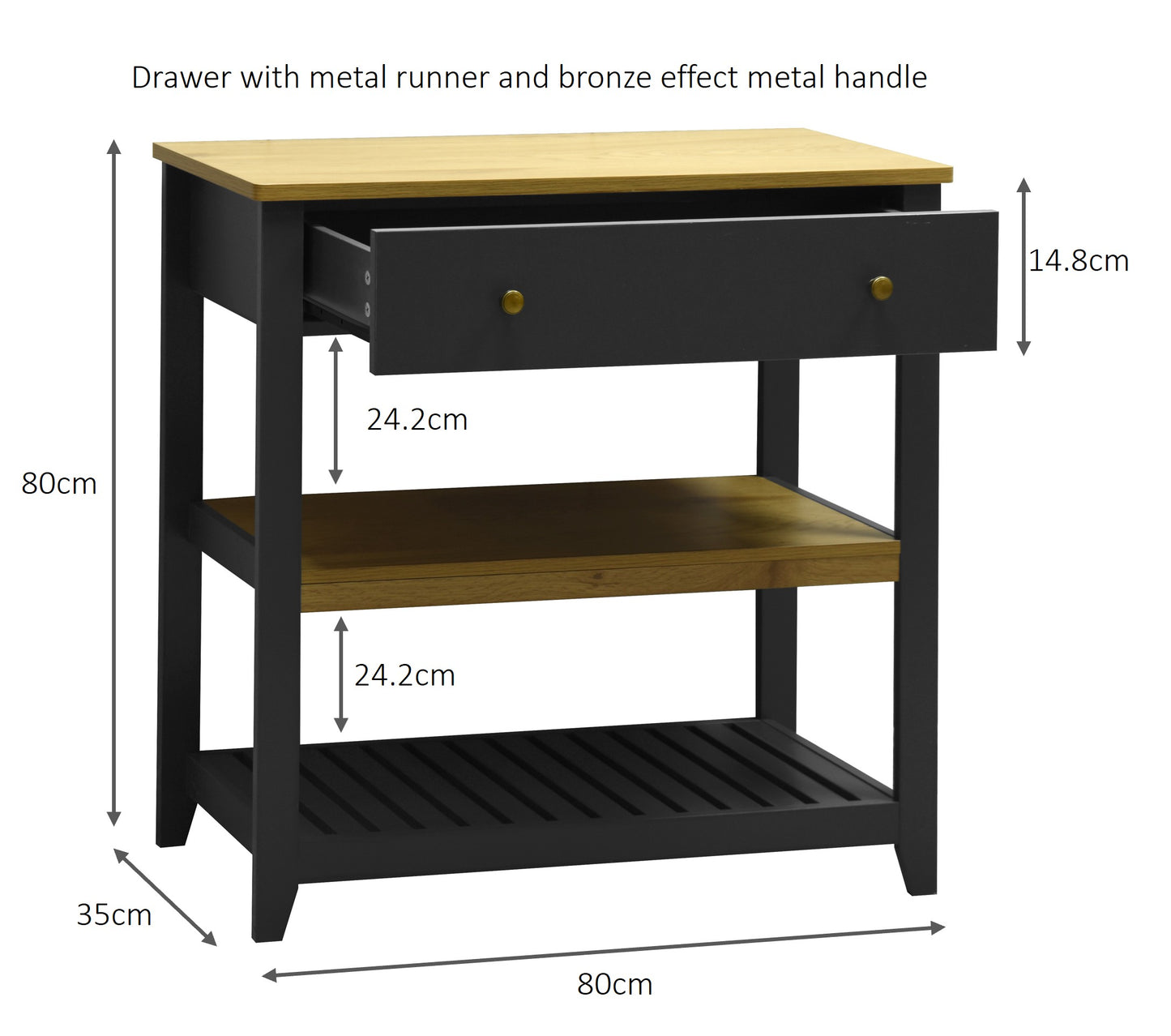 Windsor Console Table with Drawer - Grey