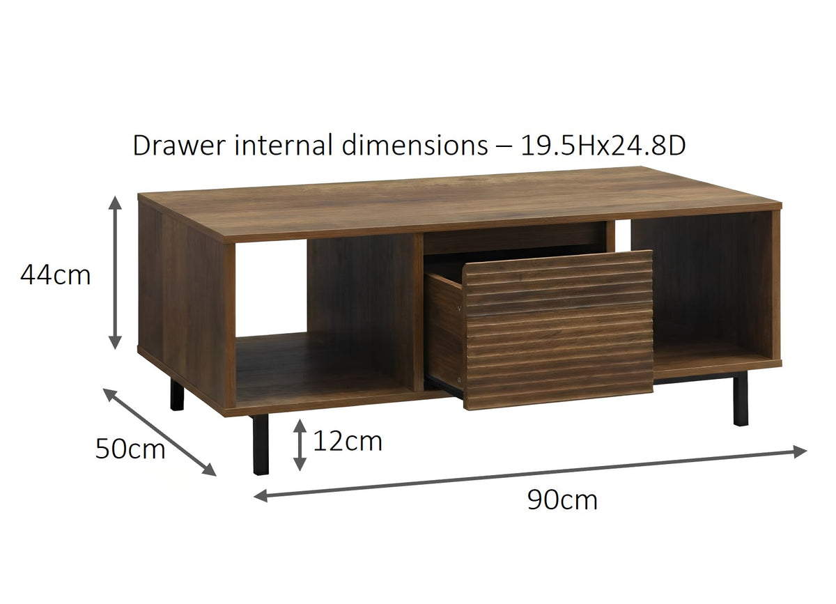 Cavin Coffee Table with Drawer - Dark Wood Effect