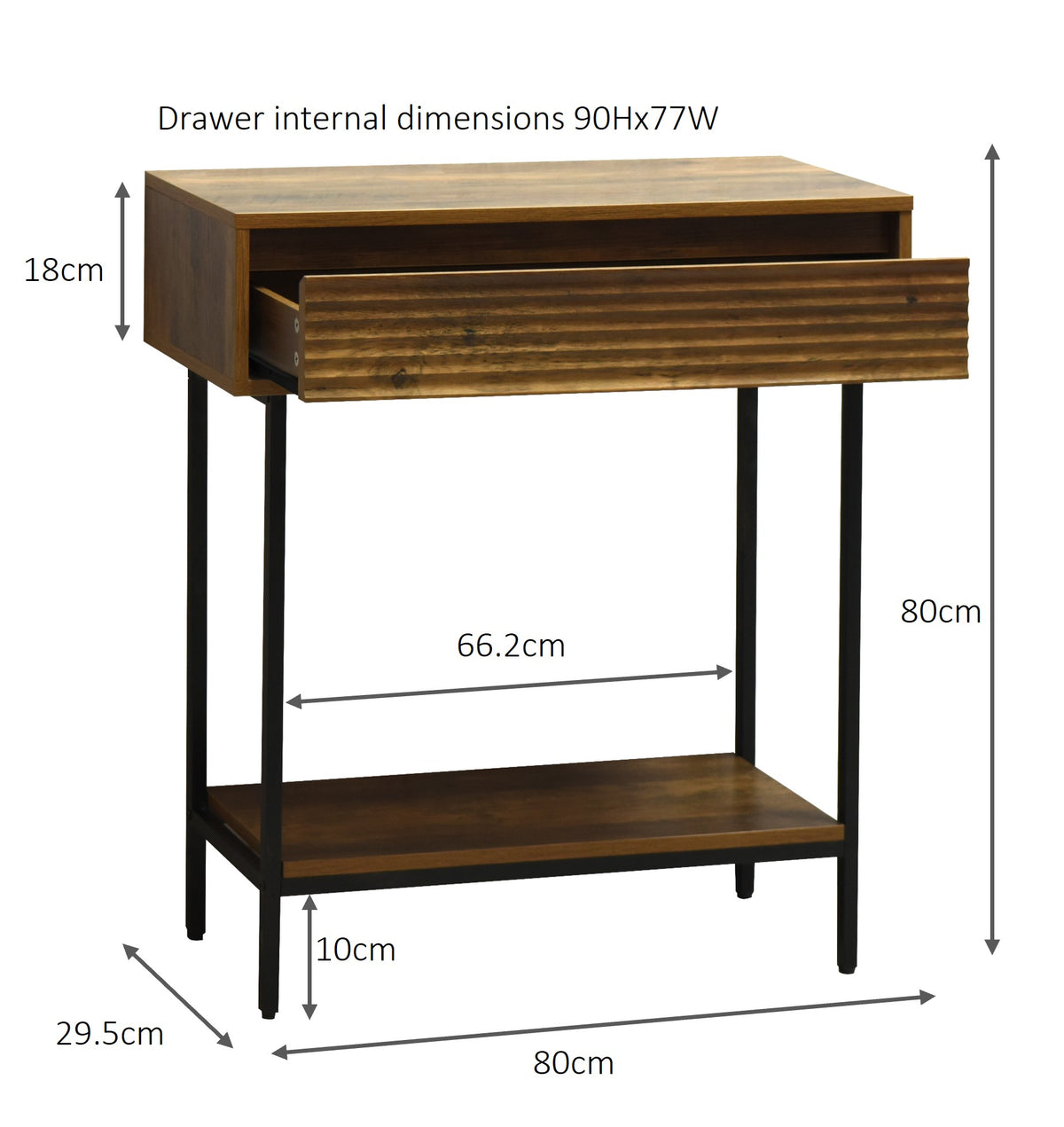 Cavin Console Table with 1 Drawer - Dark Wood Effect