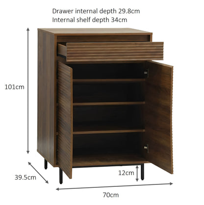 Cavin Shoe Cabinet 2 Door 1 Drawer - Dark Wood Effect